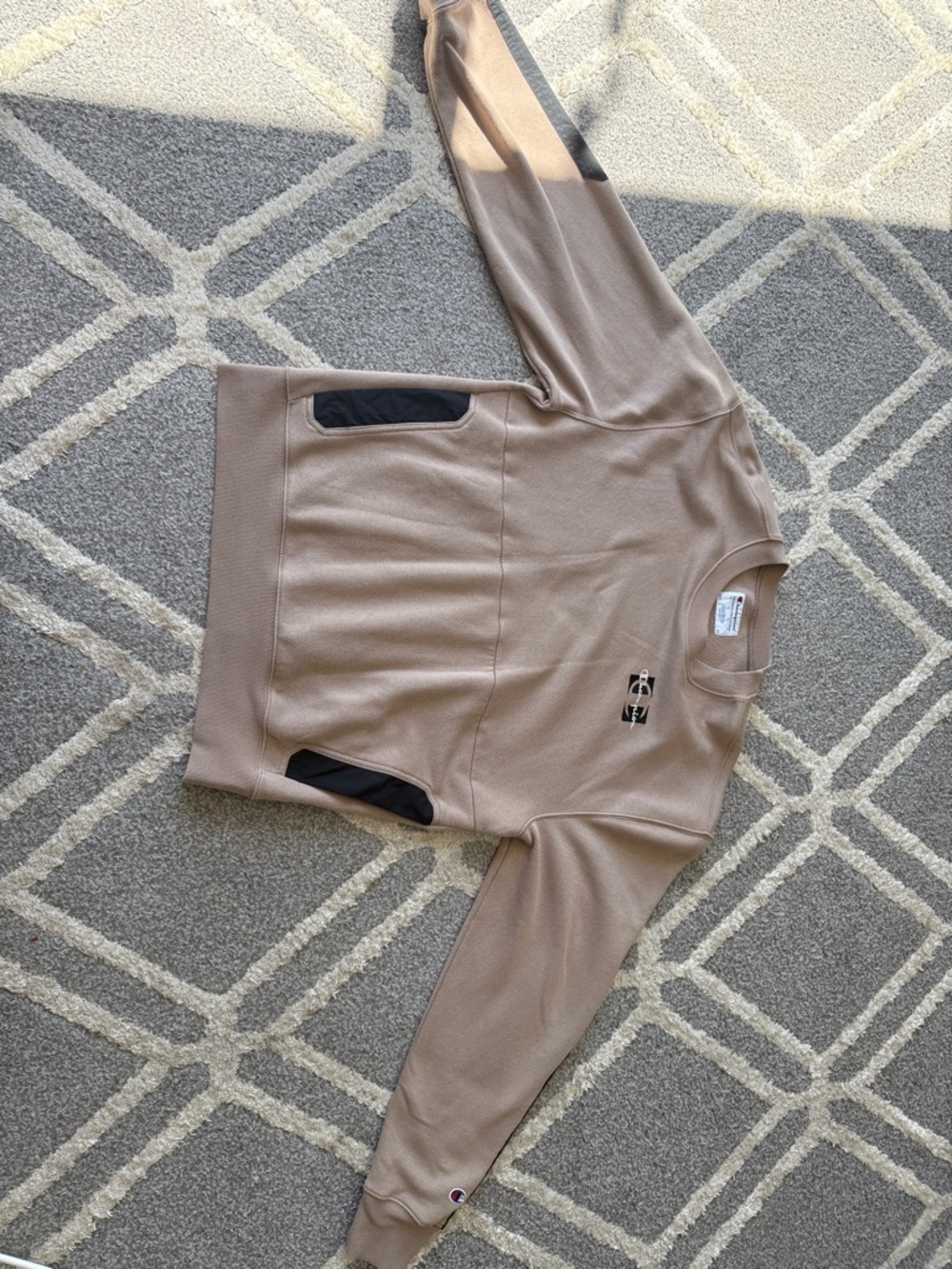 Champion Tan Crewneck Sweatshirt with Small Logo Tag